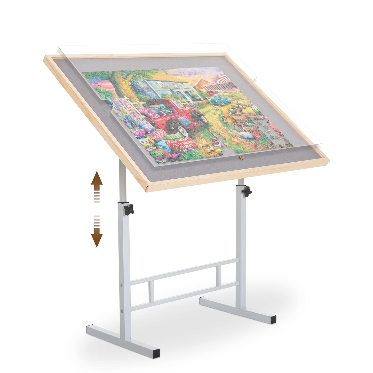 Fanwer Puzzle Table Adjustable, 34 X 26In Adjustable Height Puzzle Table With Legs, Portable Puzzle Tables For Adults Folding Ji