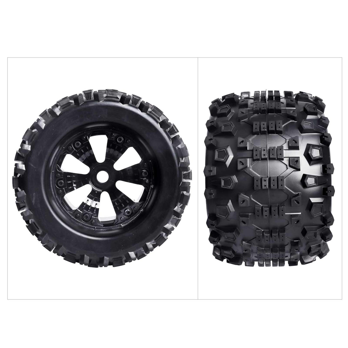 HobbyPark Pre-Glued 1/8 Truck Tires and Wheels 17mm Hex for Traxxas Maxx T-maxx E-Revo Revo 3.3 Arrma Kraton Notorious 6s Redcat