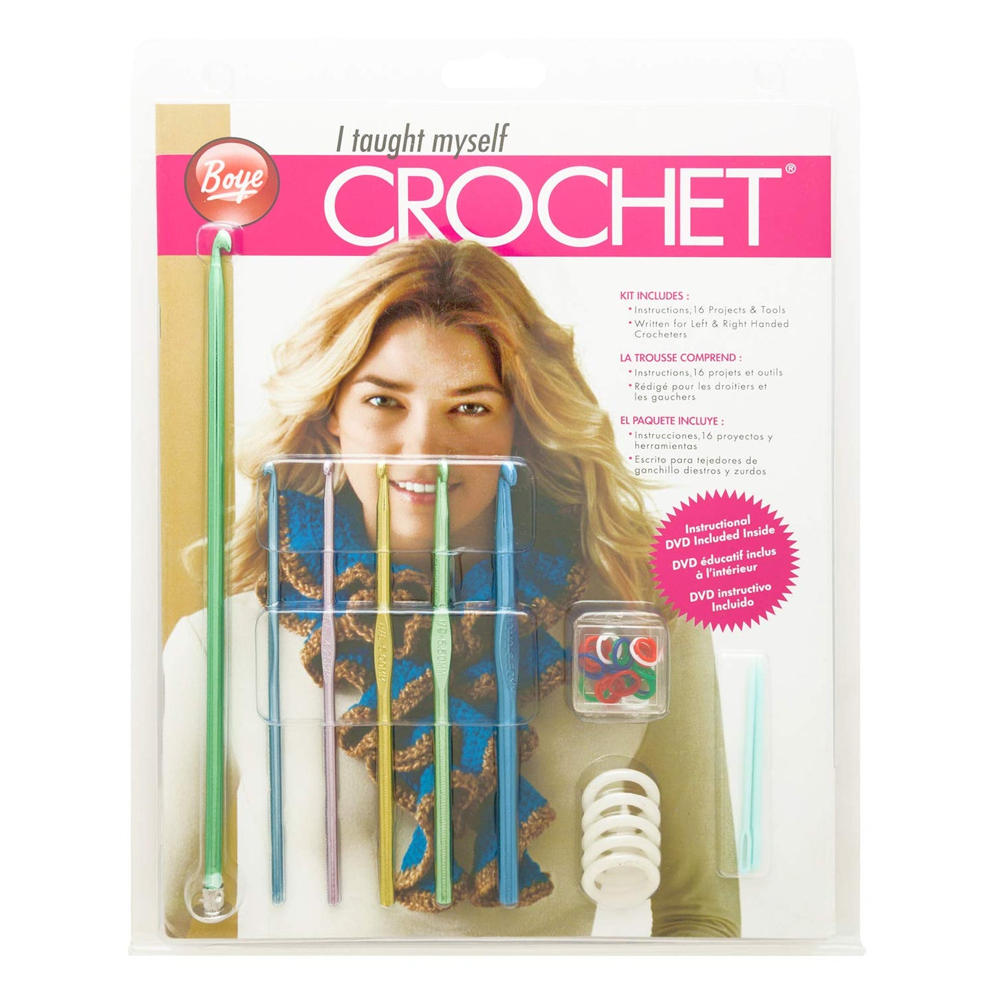 Boye 3626397000M I Taught Beginners Kit with Crochet Needles