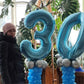 40 Inch 7Th Birthday Number Balloon, Baby Blue Foil Giant Self Inflating 7 Balloons, Mylar Light Sky Blue Helium Number 7 Balloo