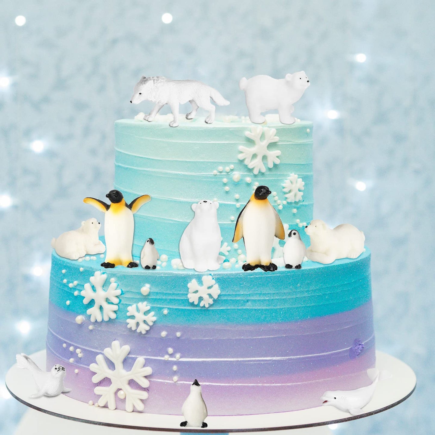 16 Pcs Polar Animals Figurines Antarctic Animals Set Plastic Arctic Animals Toys with White Bear Penguin Figurines Whale Seal Wolf Cat Figures for Over 6 Aged Kid mature-themed Party Favor(Vivid Style)