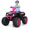 Olakids 12V Kids Ride On ATV, Electric Quad Toy Car for Toddlers, Pink, 42" x 25.5" x 29", Battery Powered with LED Lights and