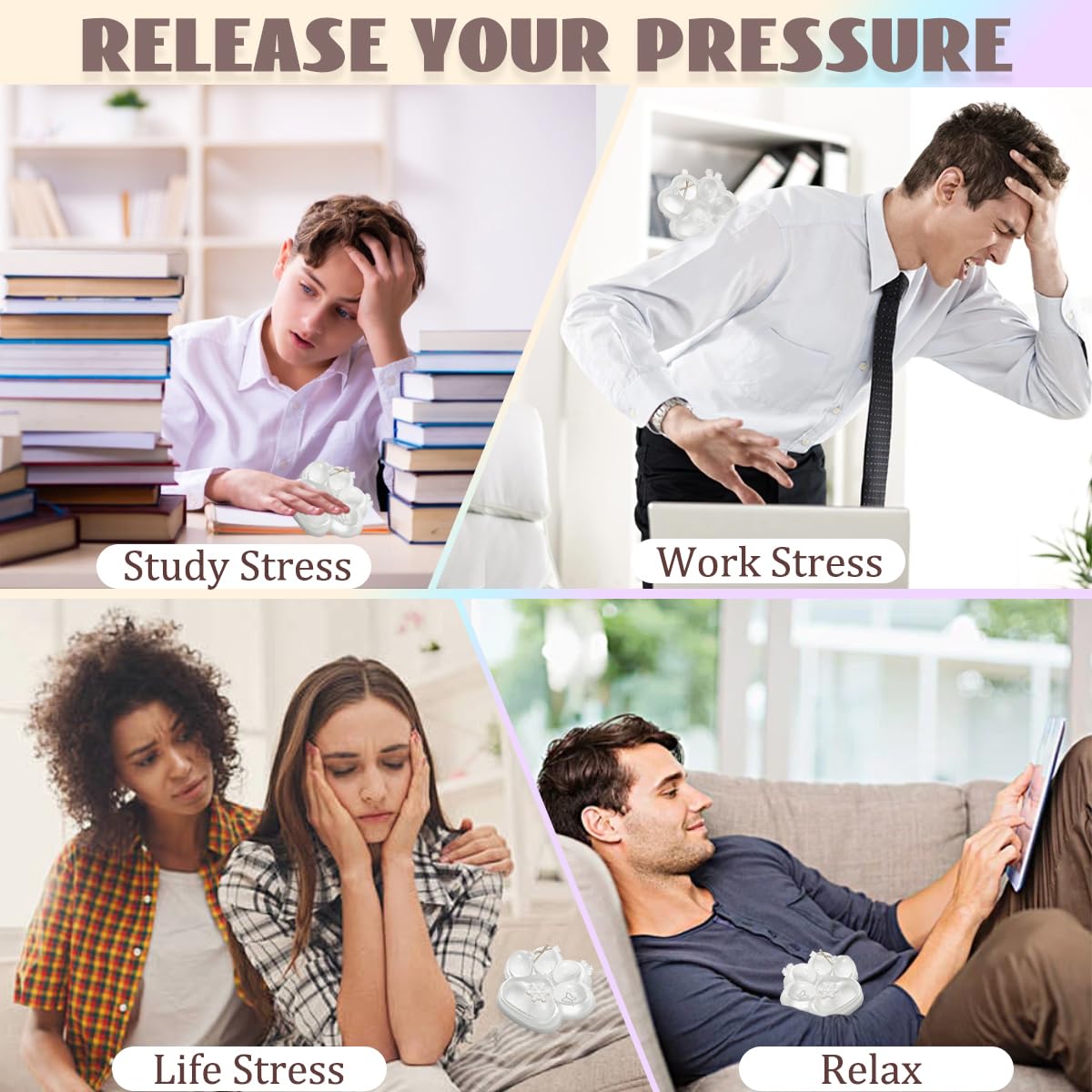 5.1 Inch Big Handmade Taba Cat Paw Squishy Toys  Soft White Cat Paw Squeeze Toy for Stress Relief  Large Funny Sensory Fidget Squishies Suitable for mature-themeds Kids