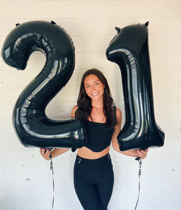 1 Number Balloon For First Birthday, 40 Inch Black One 1St Number Balloon Birthday Decorations For Girl Boy Toddler Baby, 10Th 2