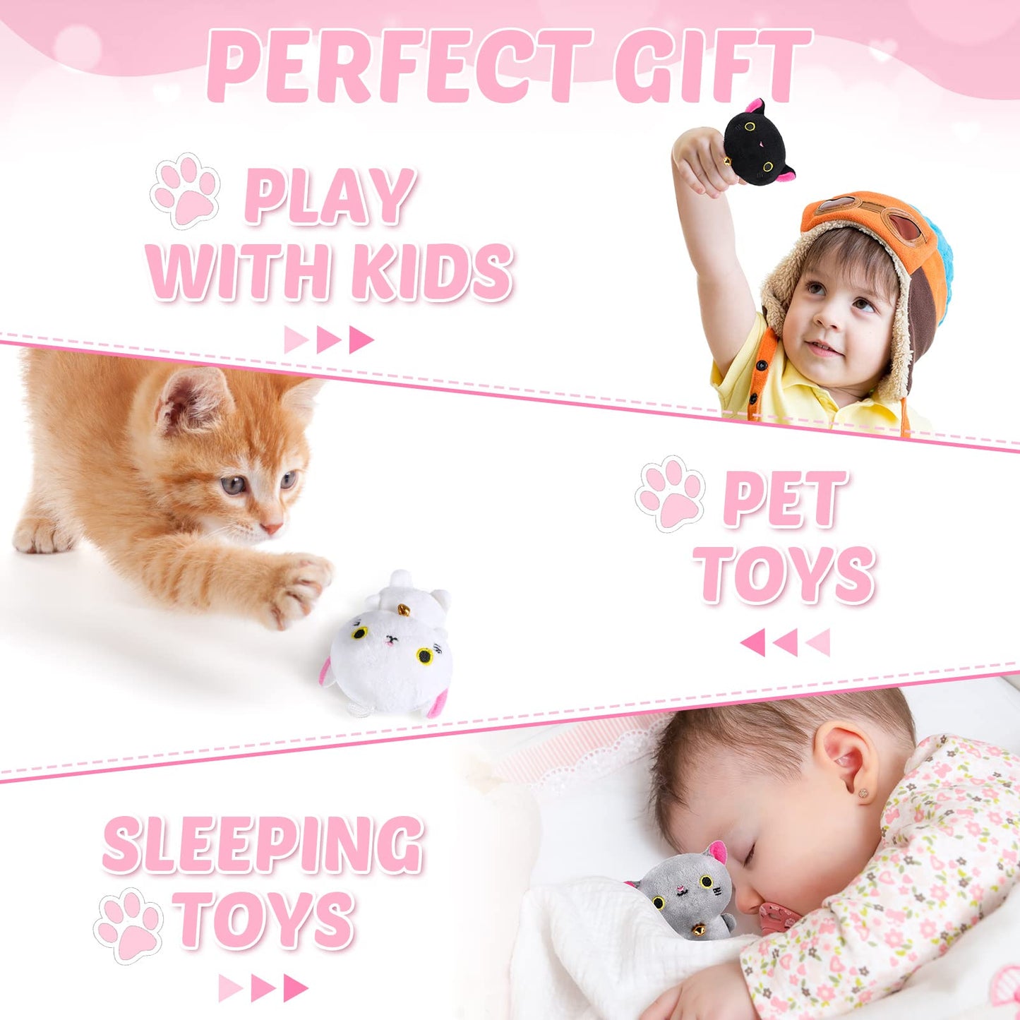 Zomiboo 9 Pcs Cat Stuffed Animals Bulk Mini Plush Cat Pig Stuffed Kitten Soft Doll Piggy Plush Toys Ornament For Diy Keychain Ha