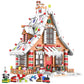 hahaspil Gingerbread House Ornaments Set with LED Light, 1620 Pieces, Small Christmas Village House, Plastic Decorations for Kids & Adults