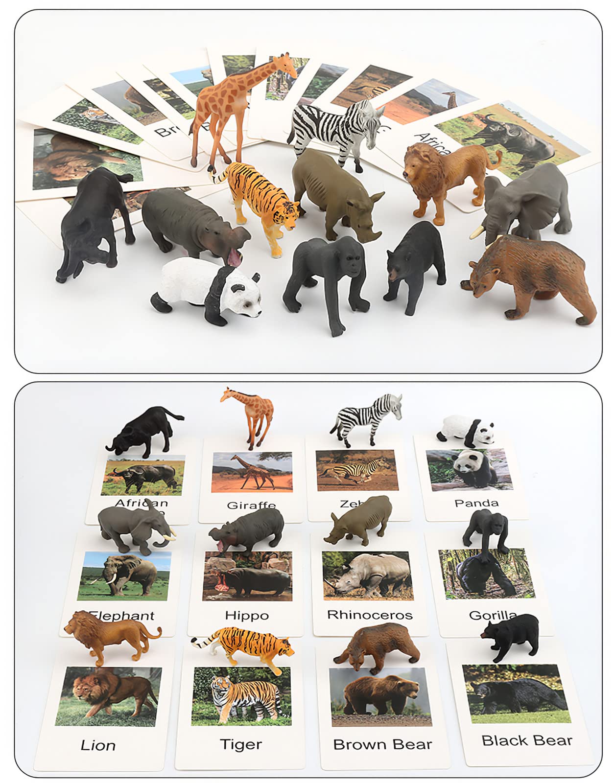 24 Small Animal Figurines Learning & Education Toys, Plastic Realistic Zoo Jungle Safari Sea Ocean Animal Figures, Preschool Learning Activities Matching Game Science Toys