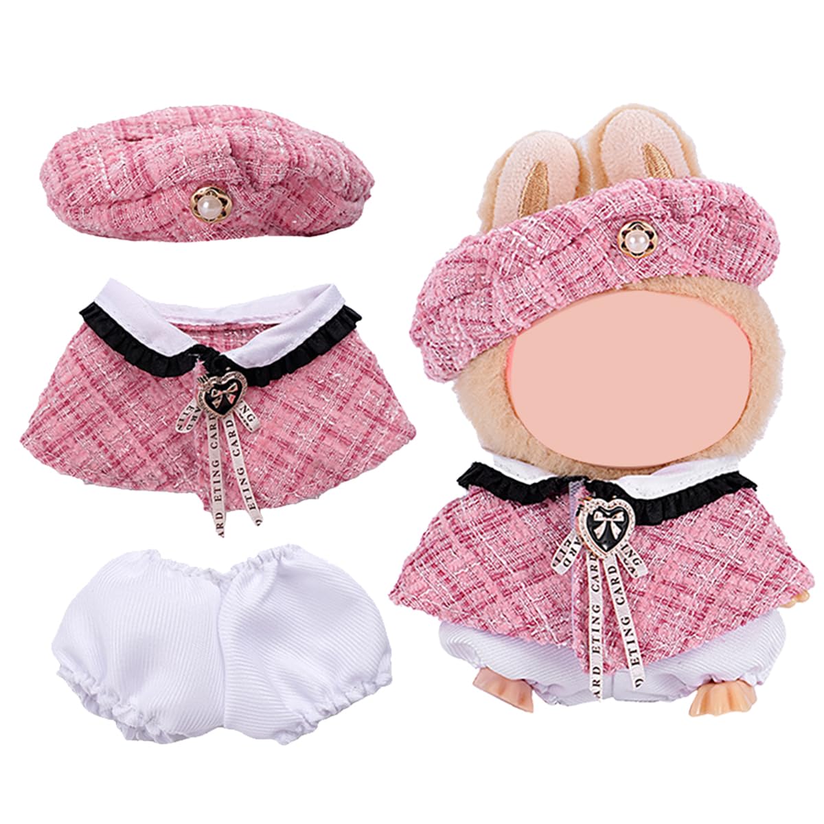 17cm Doll Clothes Set  enhanced Jeans & Knitted Sweater Outfit for 17cm 15cm Dolls  Cute Dress Up Fashion  No Doll Included (Pink  17cm/15cm)