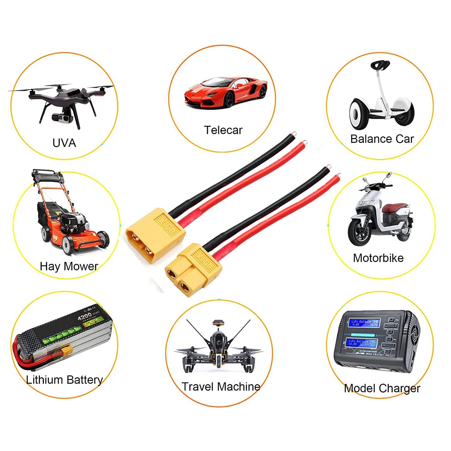 ZHOFONET 5 Pairs XT60 Pigtail,XT60 Male and Female Plug,XT60 Connector Adapter with 10cm 14AWG Silicone Wire for RC Lipo Battery
