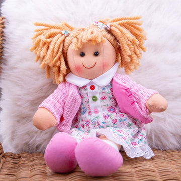 Bigjigs Toys Poppy Rag Doll - 28cm Soft Multicoloured Doll for 1 Year Olds, Ideal First Doll for Babies & Toddlers