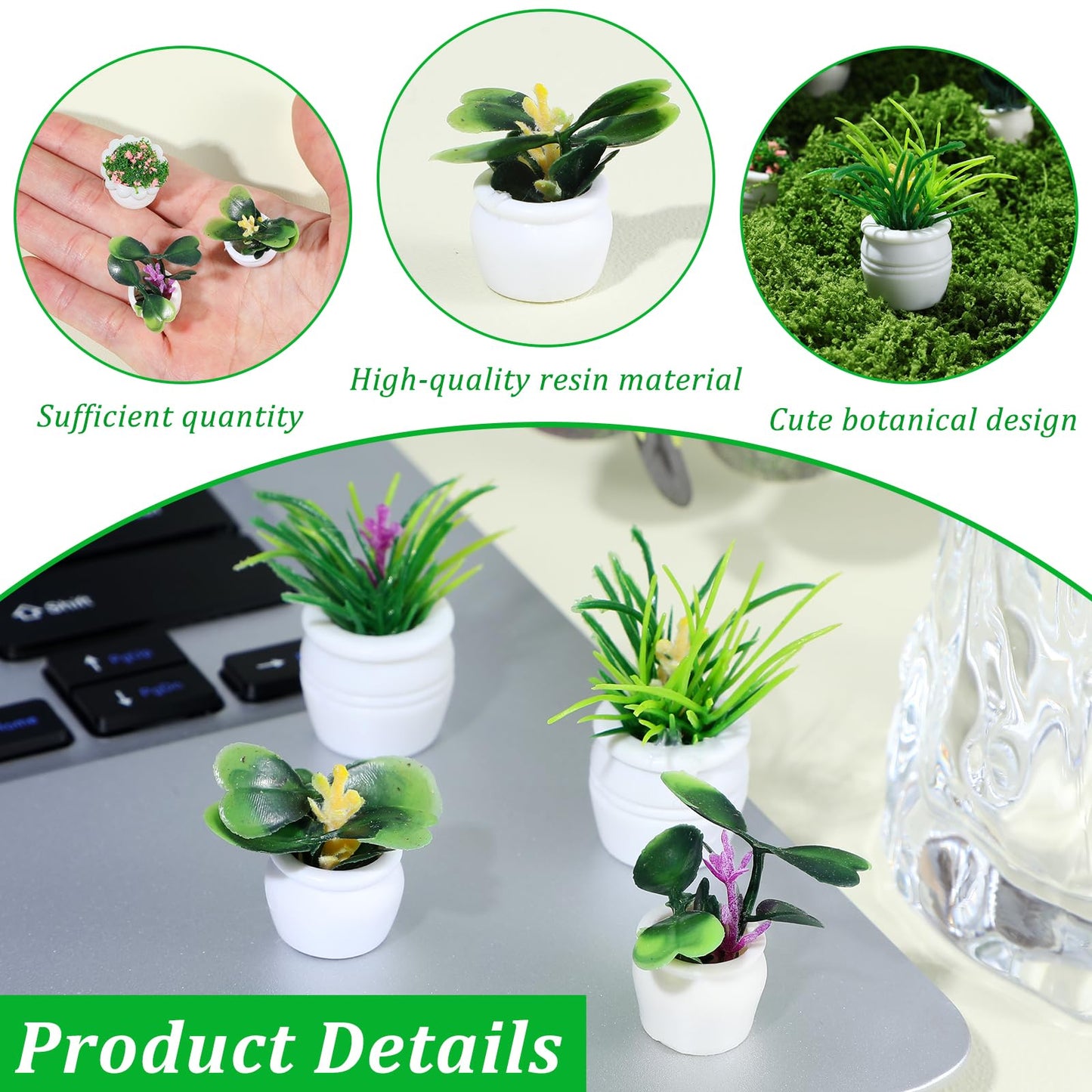 12Pcs Miniature Dollhouse Plants, Mini Potted Plant, Artificial Plastic Plants, Miniature Dollhouse Accessories, Mini Resin Plan