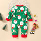 Fancyinn Infant Newborn Boy Girl Christmas Costume Xmas Long Sleeves Jumpsuit Elk Cosplay Zipper Romper Green Santa Claus 6-9Months