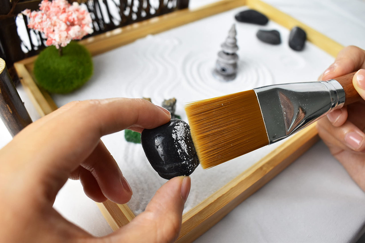 Artcome Japanese Zen Sand Garden For Desk With Rake, Stand, Rocks And Mini Furnishing Articles - Office Table Accessories, Mini