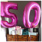40 Inch Hot Pink 50 Number Balloons Giant Jumbo Huge 50 Foil Mylar Helium Number Digital Balloons Dark Pink Birthday Mylar Digit