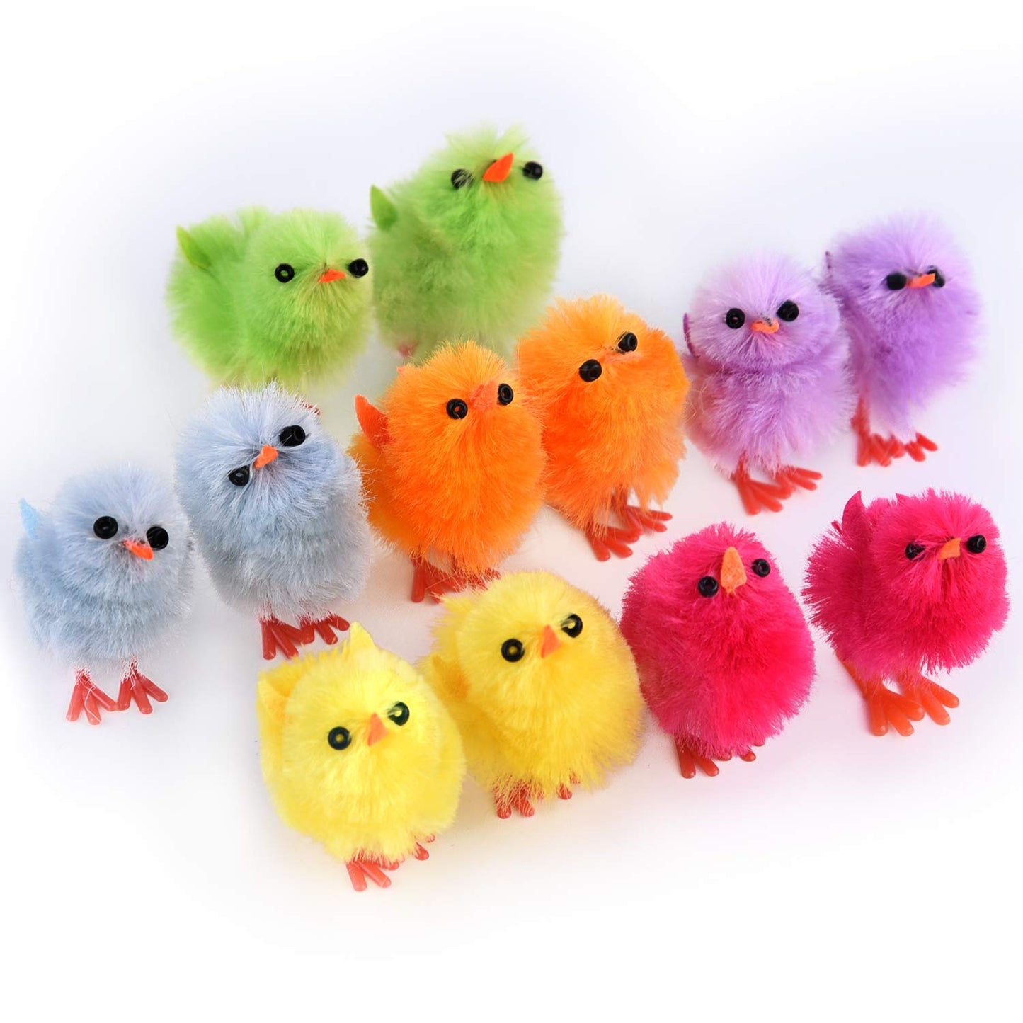Tuparka 36Pcs Easter Eggs With 36Pcs Easter Chicks Mini Fully Chenille Easter Chicks Easter Basket Stuffers For Easter Party Fav