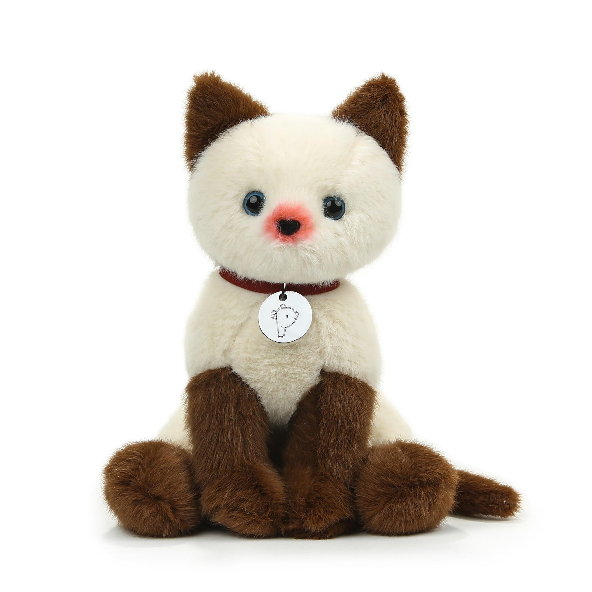 Plushland Realistic Stuffed Cat and Dog Plush PuppyStuffed Animals Plush Toys Collar  Realistic enhanced Pawpal Stuffed Puppy Cats and Dogs Toy for Boys and Girls 8 Inches (Siamese Kitty with Collar)