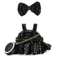Doll Clothes for 17cm Dolls  enhanced Handmade with elegant Chic Style Set 3 Piece Set Including a Dress  Black Bag and Bow  High-End Dolls Accessories for Play & Display for Play & Display