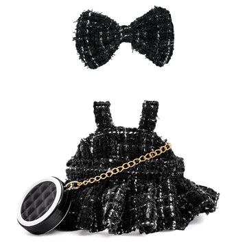 Doll Clothes for 17cm Dolls  enhanced Handmade with elegant Chic Style Set 3 Piece Set Including a Dress  Black Bag and Bow  High-End Dolls Accessories for Play & Display for Play & Display