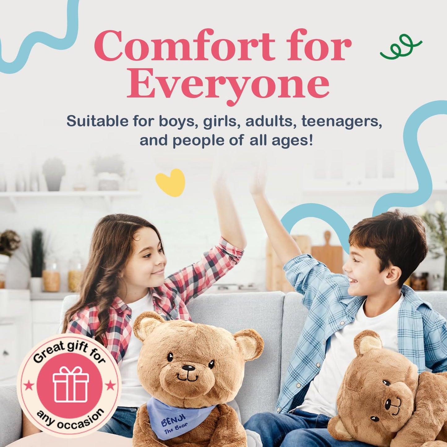 Lilly's Love 5lb Weighted Stuffed Animal - Benji The Bear | Calming Plush for Kids & Adults | Sensory, Machine Washable
