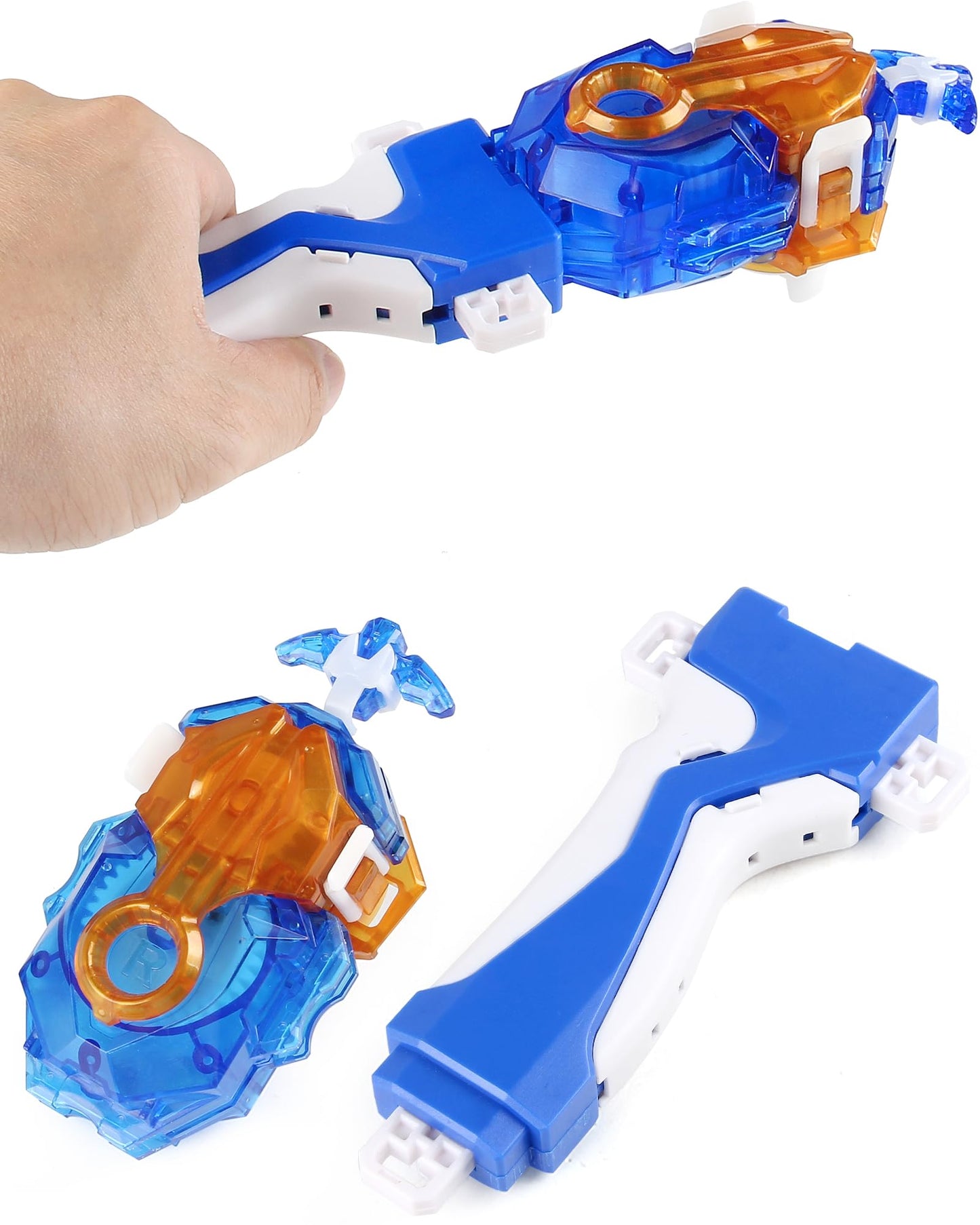 Bey Battling Tops Bay cutting edge Launcher and Grip  Power Custom BeyLauncher LR Left Right Spin DB Layer System Compatible with All Bey Burst Series (Blue)
