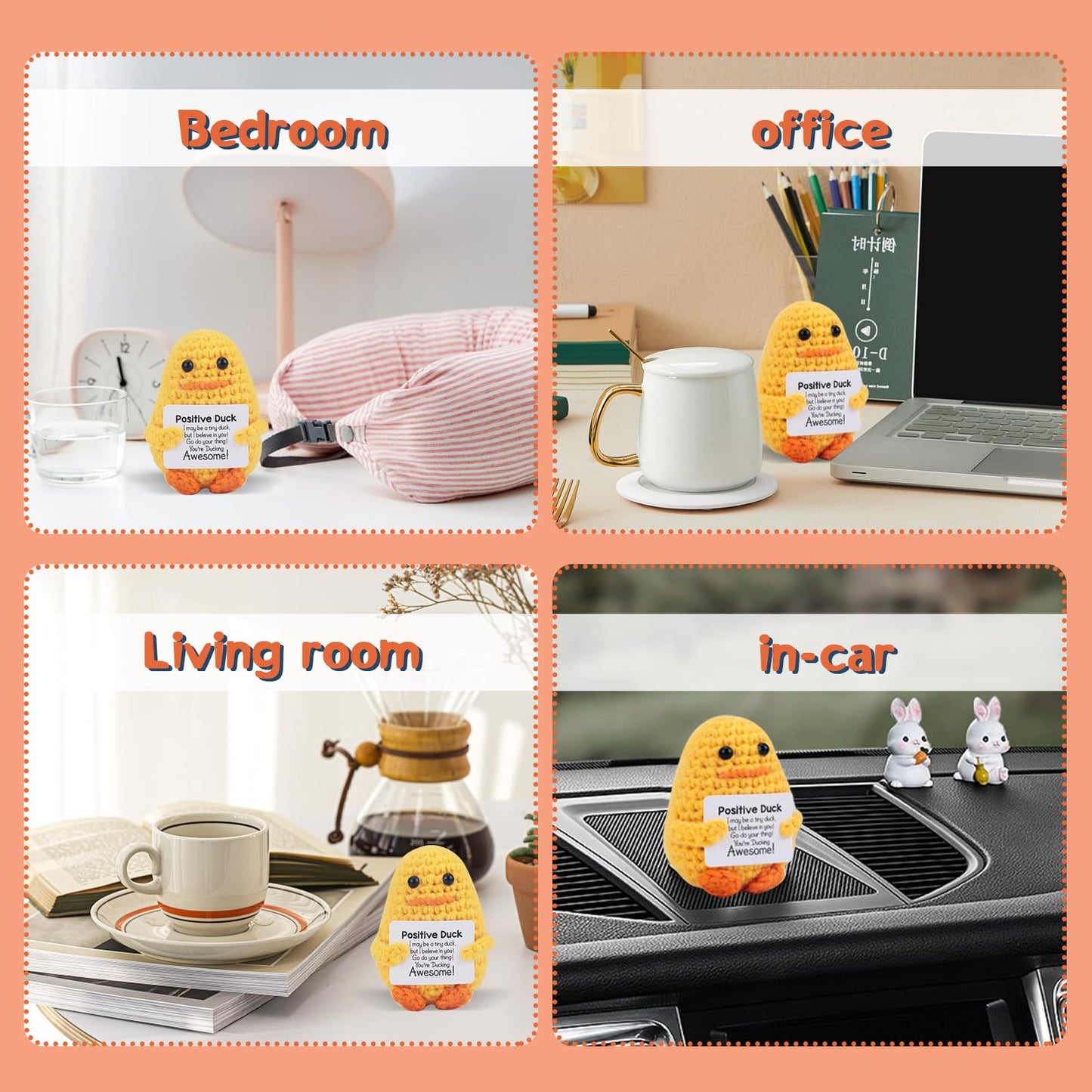 Funny Gifts Women Positive Emotional Support Crochet Valentine Plush Animals Nuggets Partner Cute Birthday Positive Duck With Ca