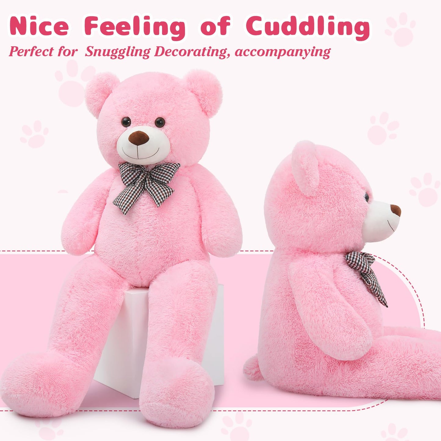 MaoGoLan Giant Pink Teddy Bear - 55" Life Size Stuffed Animal, Soft Polypropylene, Ideal Gift for Girlfriend