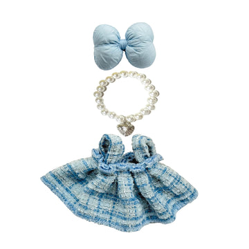 17cm Doll Clothes Set & Outfit Set for 17cm Dolls - enhanced Fashion Dresses with Accessories  elegant Chic Doll Clothing & Style Bundle Blue and White