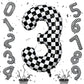 3Rd Birthday Number Balloons For Boys, 40 Inch Checkered Racing Foil 3 Balloons, Self Inflating Helium Black And White Big Numbe