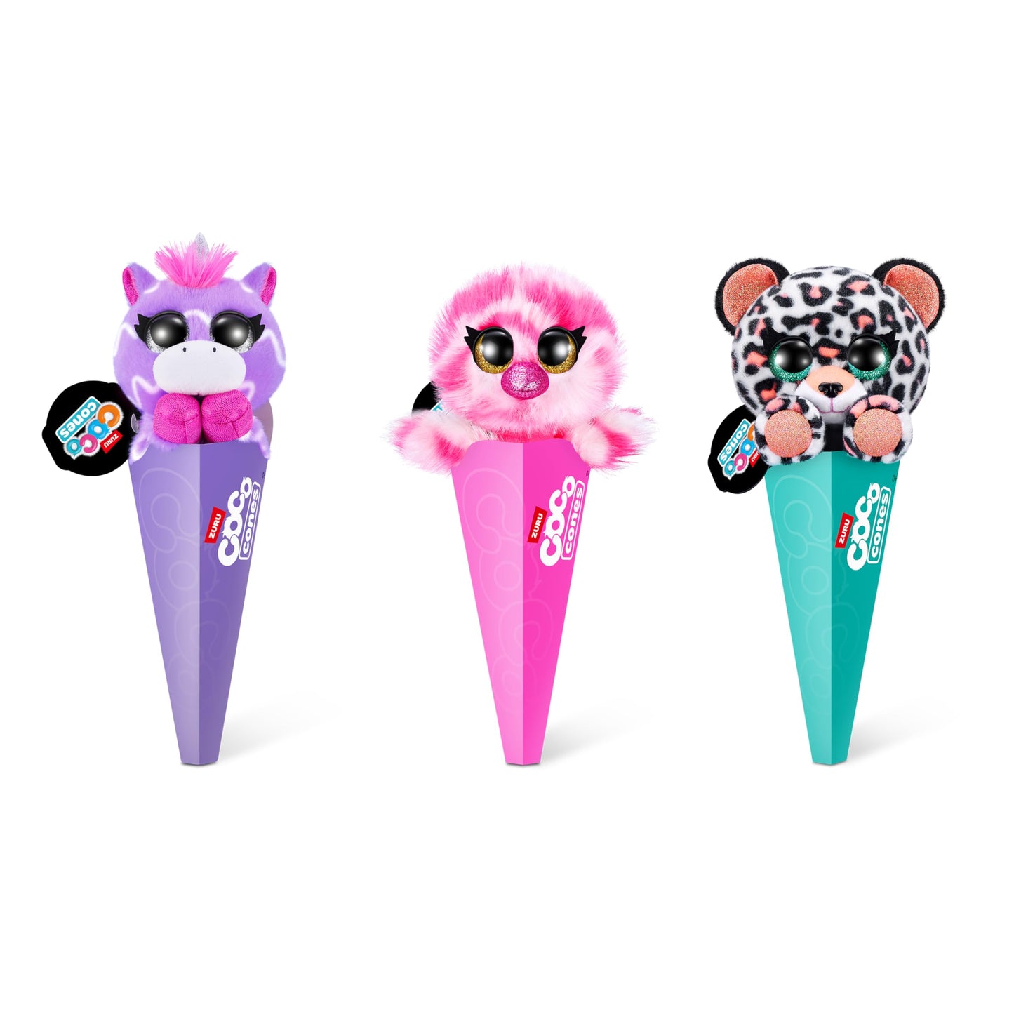 Coco Surprise Neon (Random 3 Pack) by ZURU Randomly Assorted Animal Plush Toys with Baby Collectible Pencil Topper Character Toy