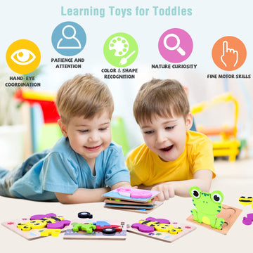 Smttw Toddler Puzzles Montessori Toys For 1 Year Old, Wooden Puzzles For Toddlers 1-3, Boys & Girls Learning Educational Toys Gi