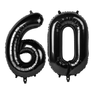 60 Balloon Number, Black Number 60Th Birthday Balloons 40 Inch, 60 Years Old Black Birthday Decorations For Men Women, 60Th Anni