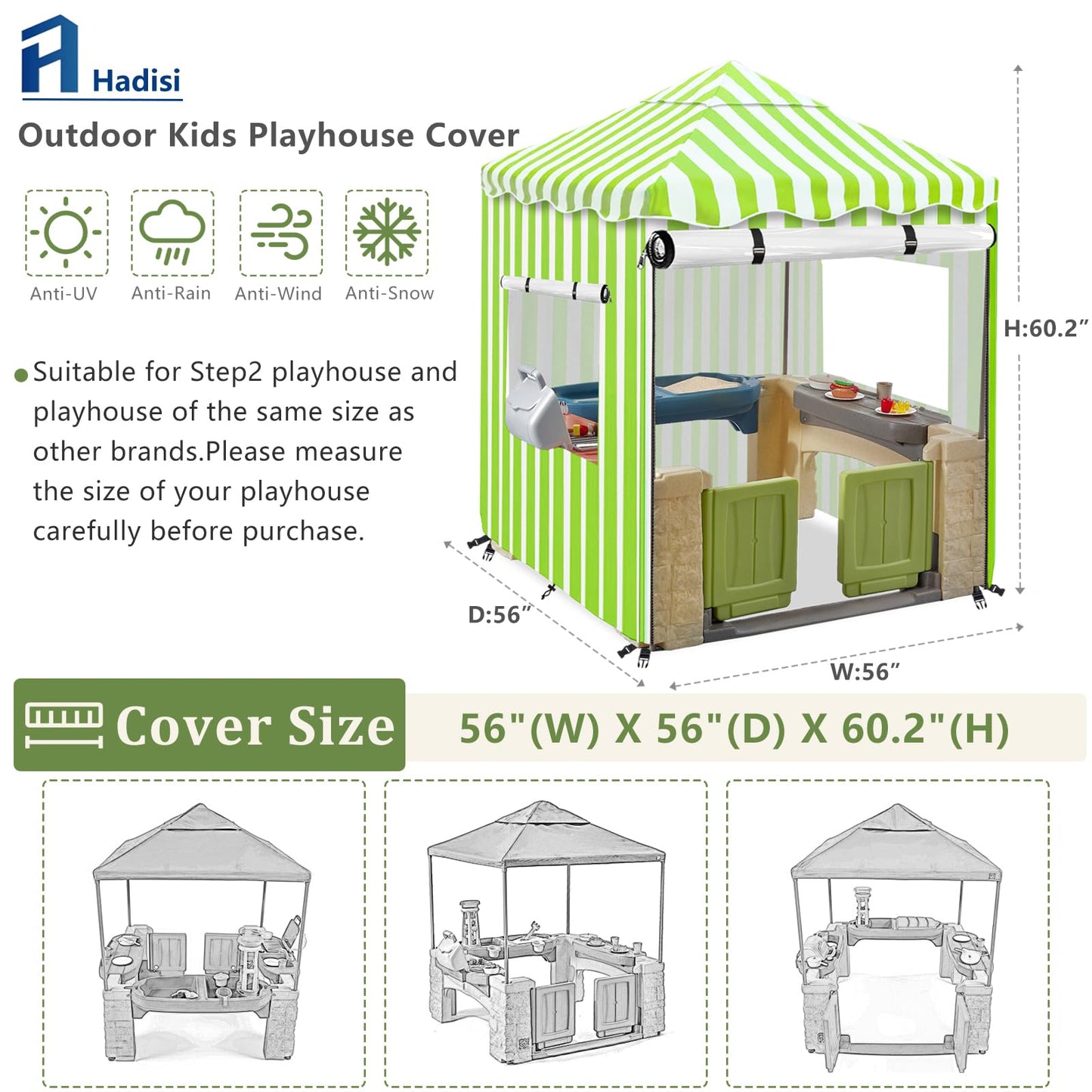 Hadisi Outdoor Kids Playhouse Cover,With Transparent Pvc Doors And Windows Waterproof Cover Suitable For Multiple Brands With Th