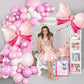 Pink Mouse Balloon Garland Arch Kit For Cartoon Mouse Theme Birthday Party Decorations Girl Kids, Pink White Rose Red Bow Foil Balloons For Mouse Baby Shower Decorations