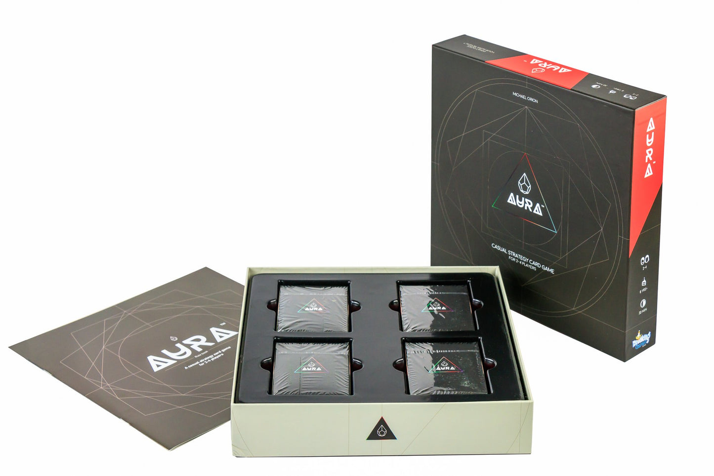 Aura | Ultimate Family Strategy Game | 2 – 4 Players | Fun Abstract Deck Deconstruction Game