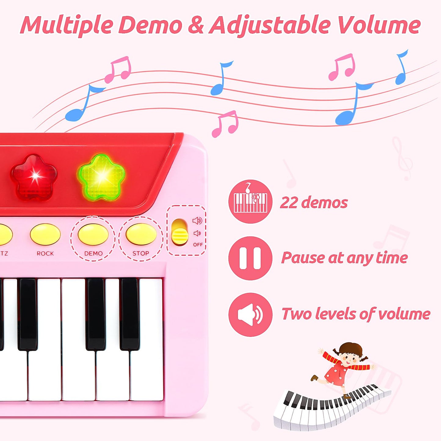 BAOLI 24 Keys Piano Keyboard for Kids, Multifunctional Portable Electronic Piano Educational Musical Instrument Toys, Birthday G