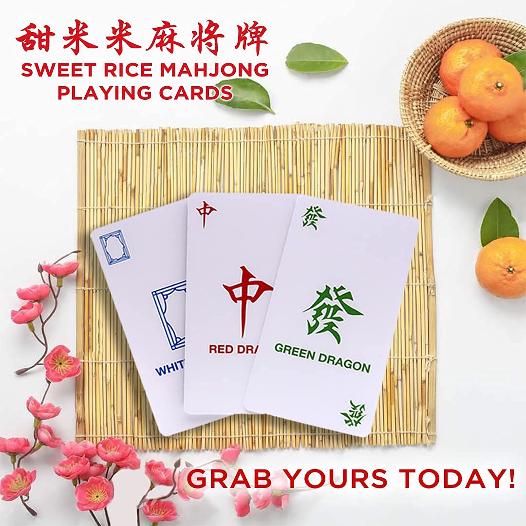 Sweet Rice Mahjong Playing Cards With Animals Seasons Flowers Textured Faces | 100% Waterproof And Tear Proof | Singapore Rules
