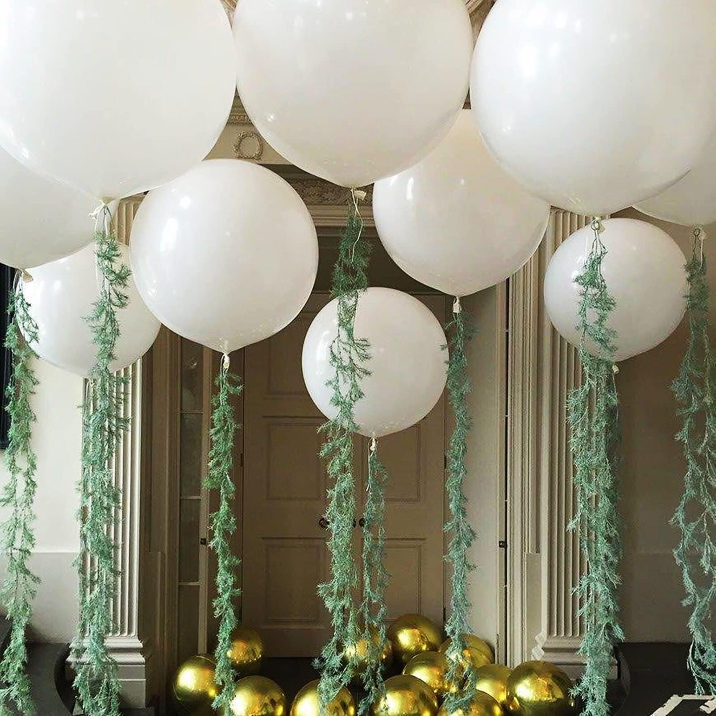 Kockuu 15pcs 24 Inch Heavy Duty White Latex Balloons for Weddings, Baby Showers, Birthdays, New Year's Decorations