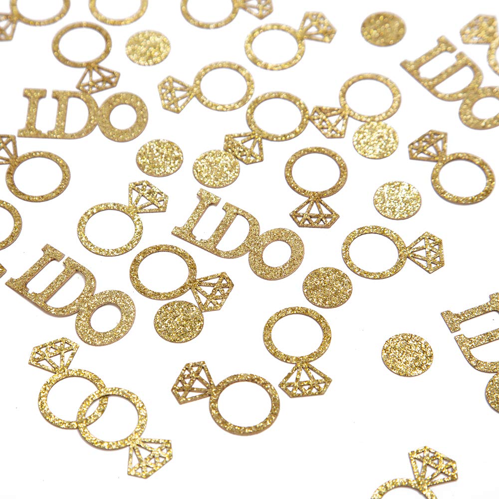 Gold Wedding Table Confetti,Glitter Paper Diamond Ring Confetti, I Do Engagement Party Table Scatter,Bachelorette Bridal Shower 
