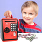 Like Toy Piggy Bank Safe Box Fingerprint Atm Bank Atm Machine Money Coin Savings Bank For Kids (Red)