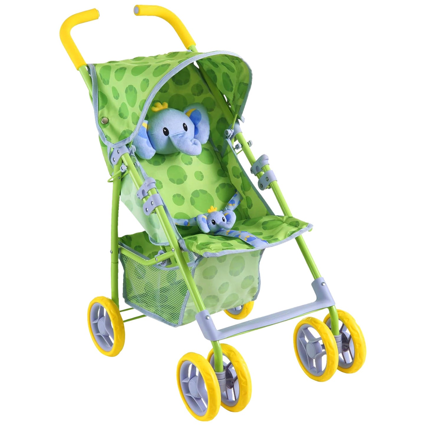 Baby Doll Stroller for Toddlers 1-3, Pillow Animal Toy Stoller for Dolls, Green Folding Baby Toy Stroller for Dolls, Foldable Ba