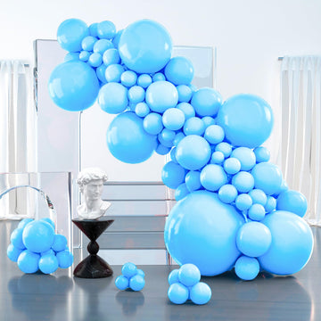 Partywoo Bright Sky Blue Balloons, 100 Pcs Matte Blue Balloons Different Sizes Pack Of 36 Inch 18 Inch 12 Inch 10 Inch 5 Inch Blue Balloons For Balloon Garland Arch As Party Decorations, Blue-Y20