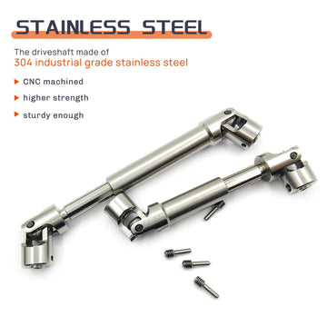 Hoplex 2Pcs Stainless Steel Drive Shaft Universal Joint Driveshaft For 1/18 Rc Rock Crawler Axial Utb18 Capra Unlimited Trail Bu