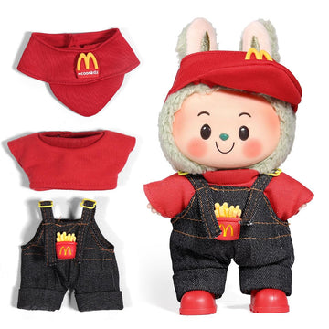 AICase for Labubu Clothes Designer/for Labubu Outfits Clothes Set for 17cm Lububu Doll 3 Piece Set Hat Clothing for LA BUBU  Boys and Girls Stylish Adorable Dolls Clothes Accessories (No Doll)