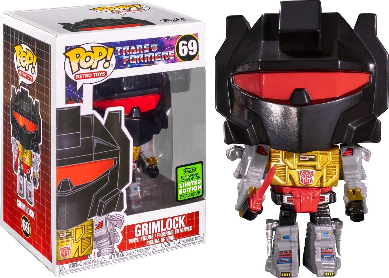 Funko POP! Retro Toys Grimlock #69 - 3.75" Vinyl Figure, Multicolor, 2021 ECCC Shared Exclusive