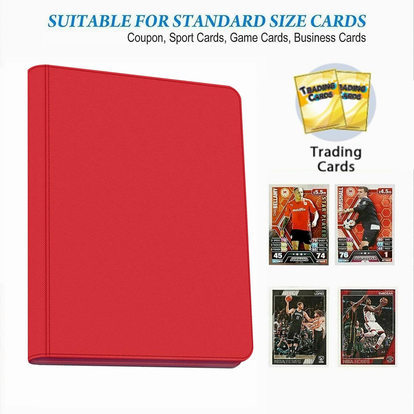16 Pocket Card Binder  1000+ enhanced Zip Trading Card Binder  Double Sided Pocket Card Binder Album  Ringless Card Folder for MTG  TCG  Sports Card (Red  16Pockets)