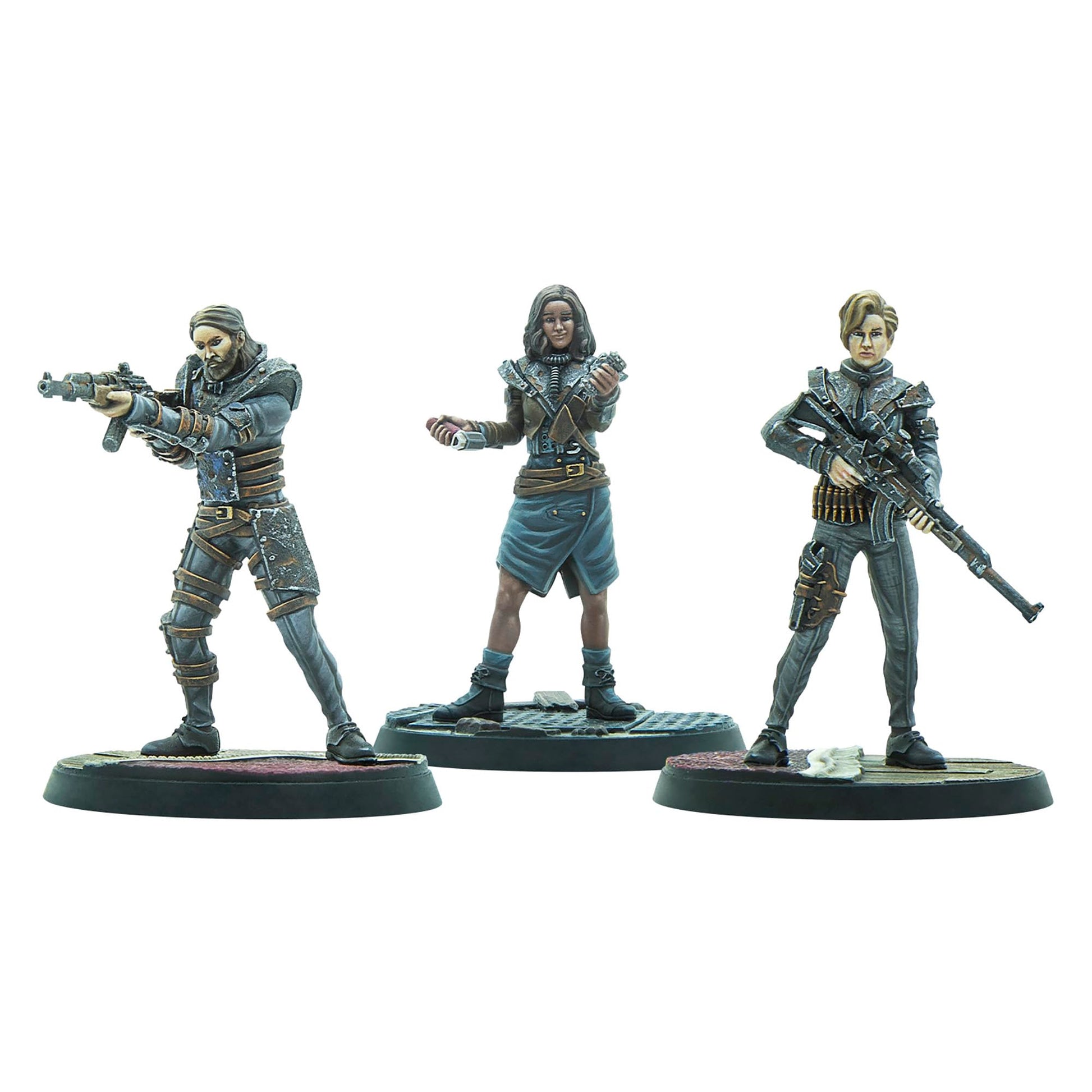Modiphius Entertainment: Fallout: Wasteland Warfare Raiders - Operators Bosses - 3 Figures  Nuka World Wave  32mm Multi-Part Resin Unpainted Mniatures