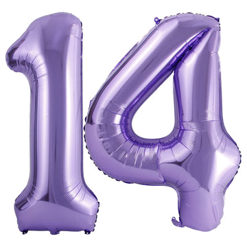 40 Inch Number Balloons 14, Purple Helium Foil Number 14 Balloons, Large Number Balloon Age Balloon For Boys Girls Birthday Part