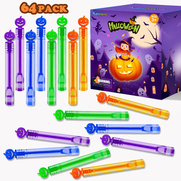 Halloween Mini Bubble Wands Toys Gifts Bulk 64 Pack, Halloween Birthday Party Favors Supplies Bucket Basket Goodie Bag Stuffer F