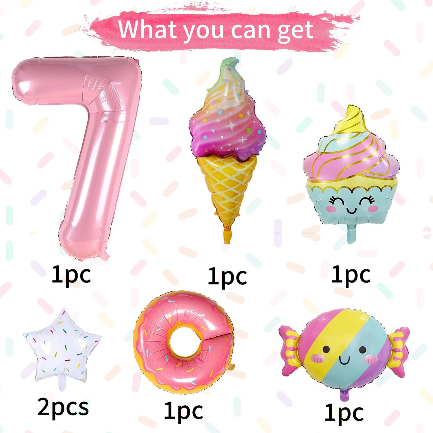 Donut 7Th Birthday Decorations,Sweet 7Th Birthday Party Decorations For 7Th Birthday Donuts Foil Balloons Sweet 7Th Donut Birthday Party Decorations Party Supplies Backdrops For Girls