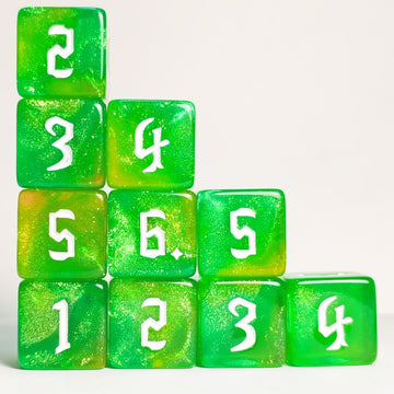 10 Pc D6 Dice 16Mm Acrylic Dice Set For Rpg Mtg Dnd Dice Table Games And Board Games (Green)